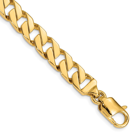 Solid 14K Yellow Gold 9 inch 8.5mm Hand Polished Fancy Link with Lobster Clasp Bracelet