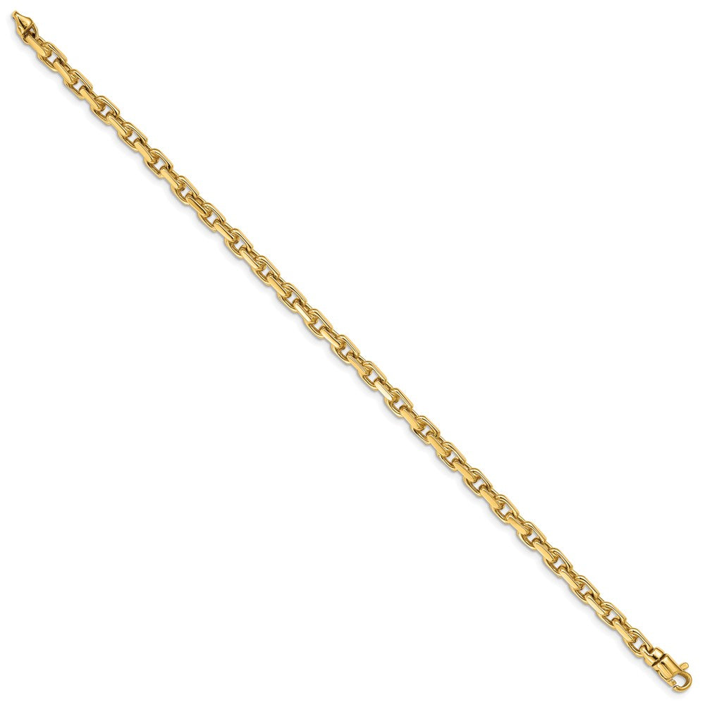 Solid 14K Yellow Gold 8 inch 4.2mm Hand Polished Fancy Link with Lobster Clasp Bracelet