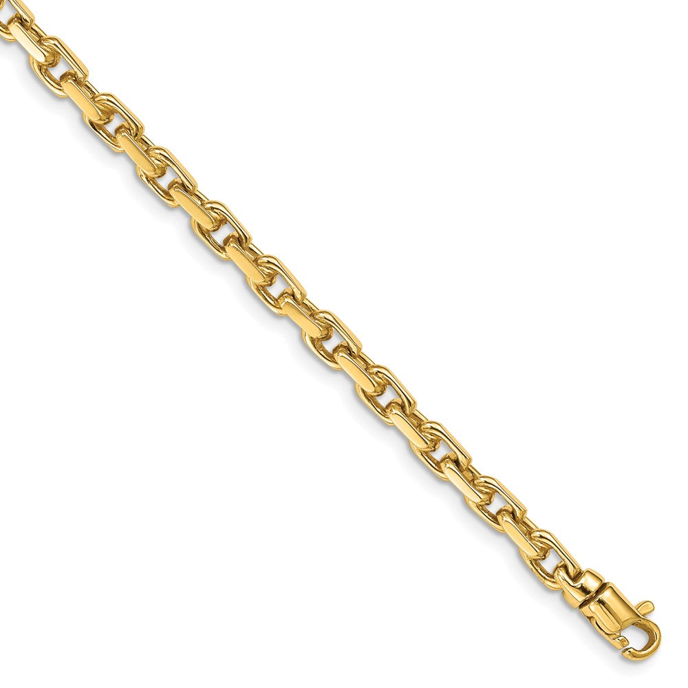 Solid 14K Yellow Gold 24 inch 4.2mm Hand Polished Fancy Link with Lobster Clasp Chain Necklace