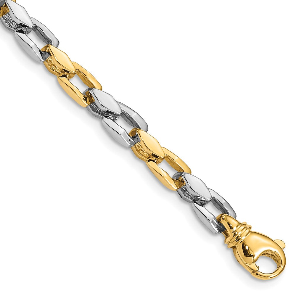 Solid 14K Two-tone Gold 20 inch 4.5mm Hand Polished Fancy Link with Fancy Lobster Clasp Chain Necklace