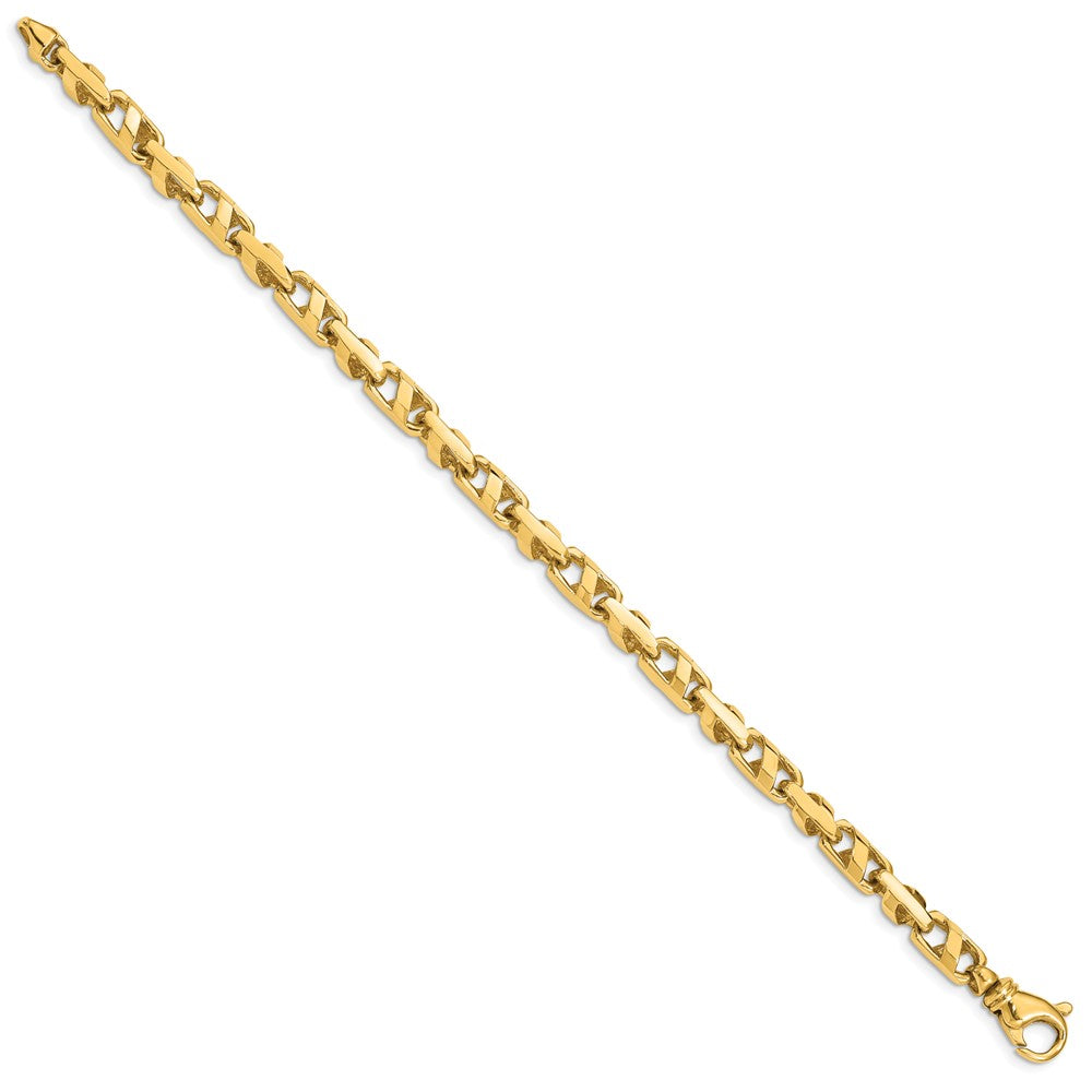 Solid 14K Yellow Gold 8 inch 5.5mm Fancy Link with Fancy Lobster Clasp Bracelet