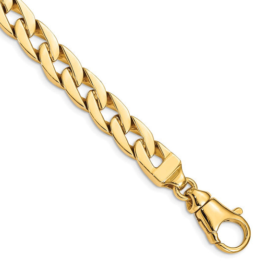 Solid 14K Yellow Gold 20 inch 9mm Hand Polished Fancy Link with Fancy Lobster Clasp Chain Necklace