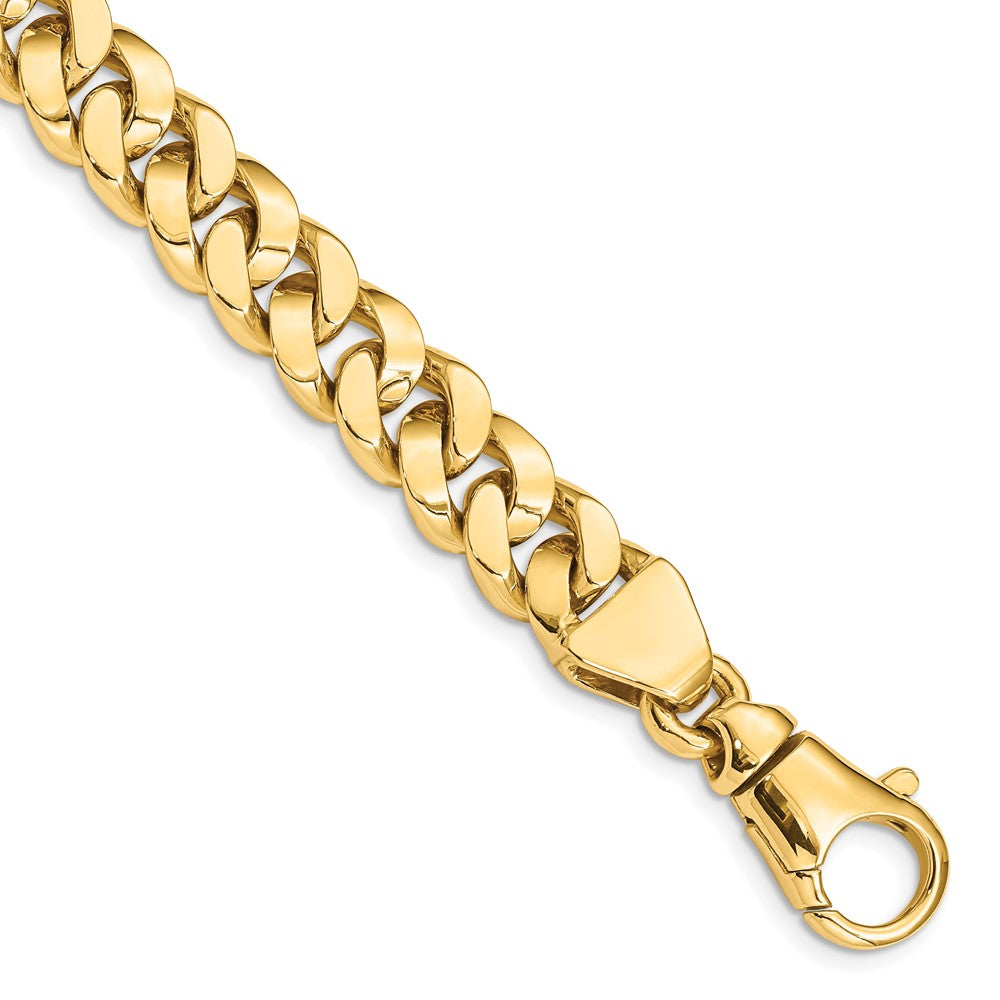 Solid 14K Yellow Gold 8.5 inch 10mm Hand Polished Fancy Link with Fancy Lobster Clasp Bracelet