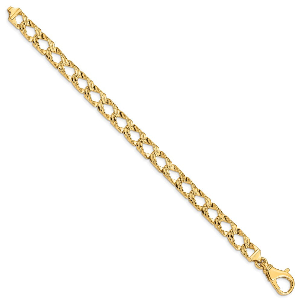 Solid 14K Yellow Gold 8 inch 8.6mm Hand Polished Fancy Link with Fancy Lobster Clasp Bracelet