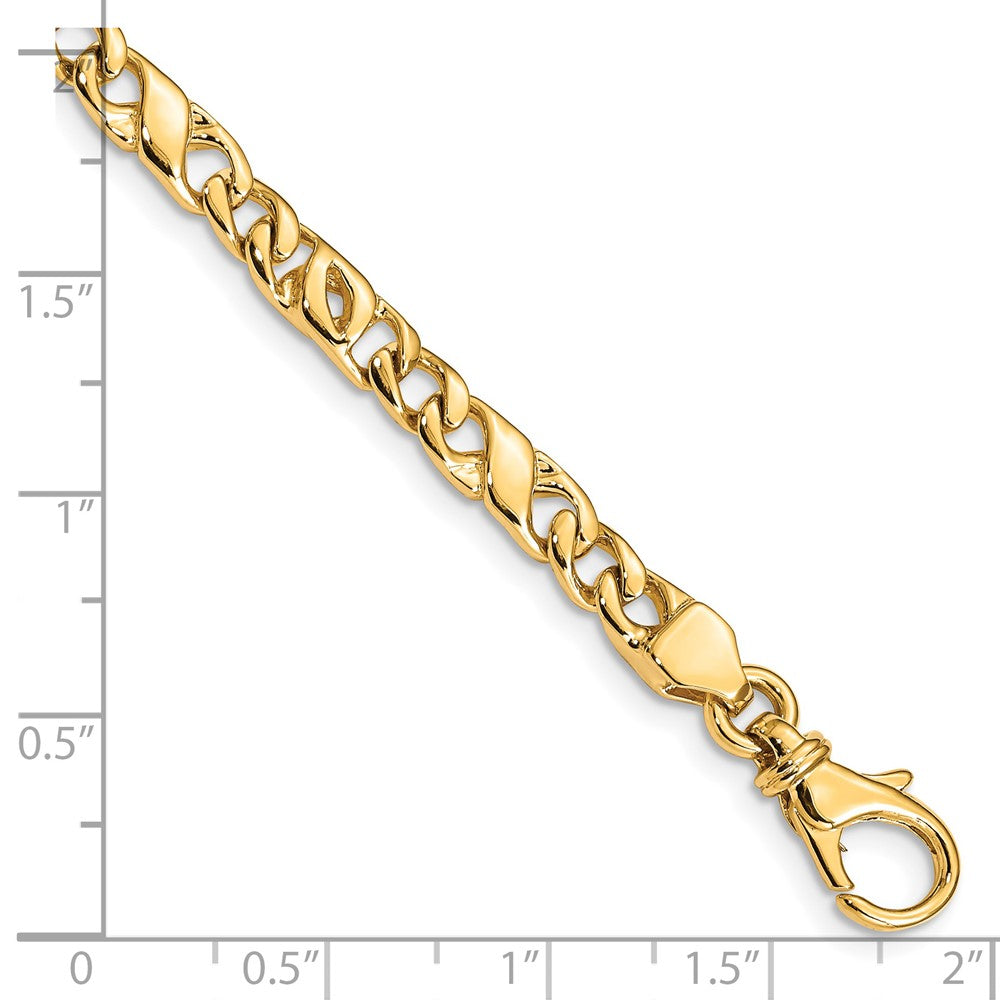 Solid 14K Yellow Gold 7 inch 4.8mm Hand Polished Fancy Link with Fancy Lobster Clasp Bracelet