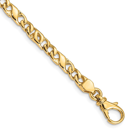 Solid 14K Yellow Gold 18 inch 4.8mm Hand Polished Fancy Link with Fancy Lobster Clasp Chain Necklace