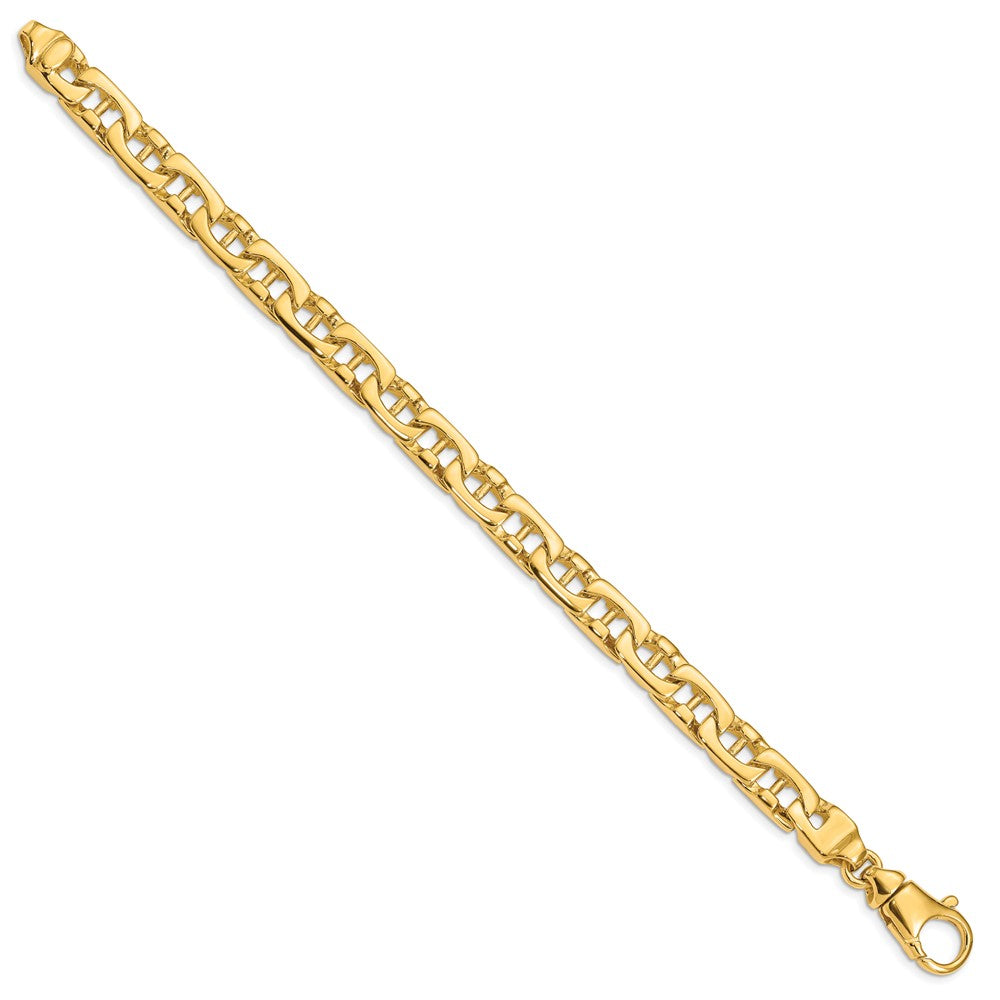 Solid 14K Yellow Gold 8.5 inch 8.5mm Hand Polished Fancy Link with Fancy Lobster Clasp Bracelet