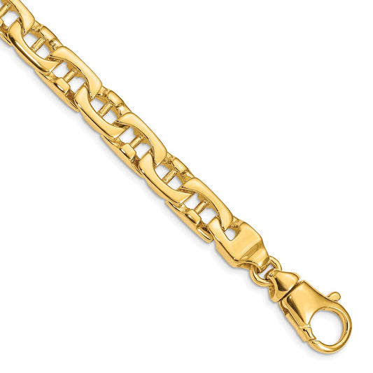 Solid 14K Yellow Gold 22 inch 8.5mm Hand Polished Fancy Link with Fancy Lobster Clasp Chain Necklace