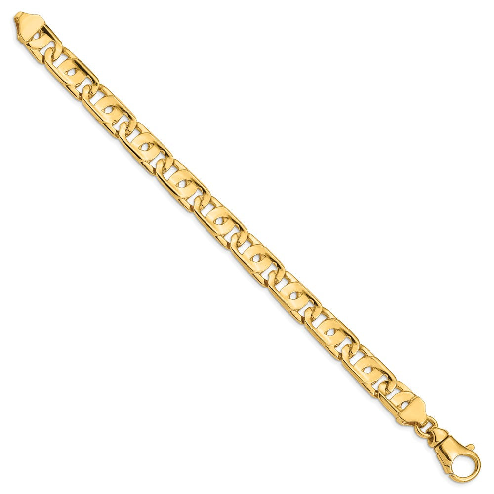 Solid 14K Yellow Gold 8.5 inch 10mm Hand Polished Fancy Link with Fancy Lobster Clasp Bracelet