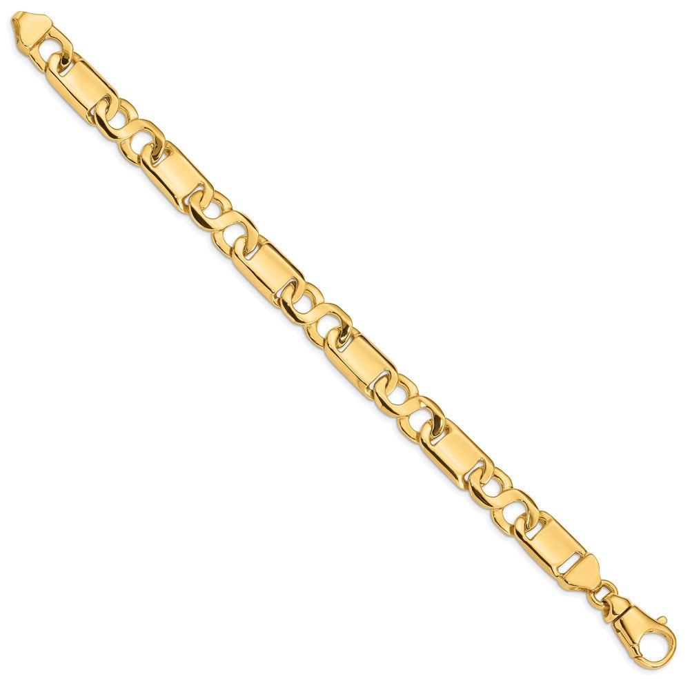 Solid 14K Yellow Gold 8.5 inch 10.4mm Hand Polished Fancy Link with Fancy Lobster Clasp Bracelet