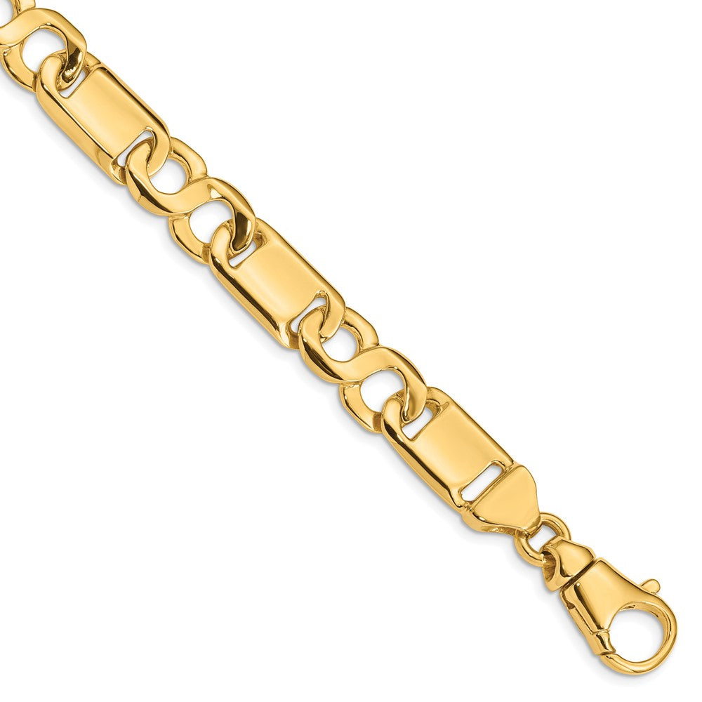 Solid 14K Yellow Gold 20 inch 10.4mm Hand Polished Fancy Link with Fancy Lobster Clasp Chain Necklace