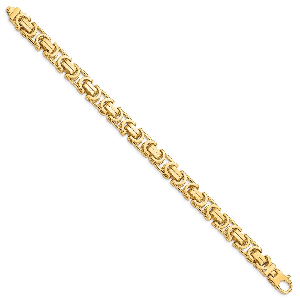 Solid 14K Yellow Gold 8.5 inch 10.1mm Hand Polished Byzantine Link with Lobster Clasp Bracelet