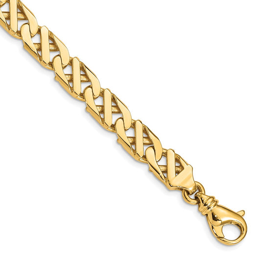 Solid 14K Yellow Gold 8.25 inch 7.9mm Hand Polished Fancy Link with Fancy Lobster Clasp Bracelet