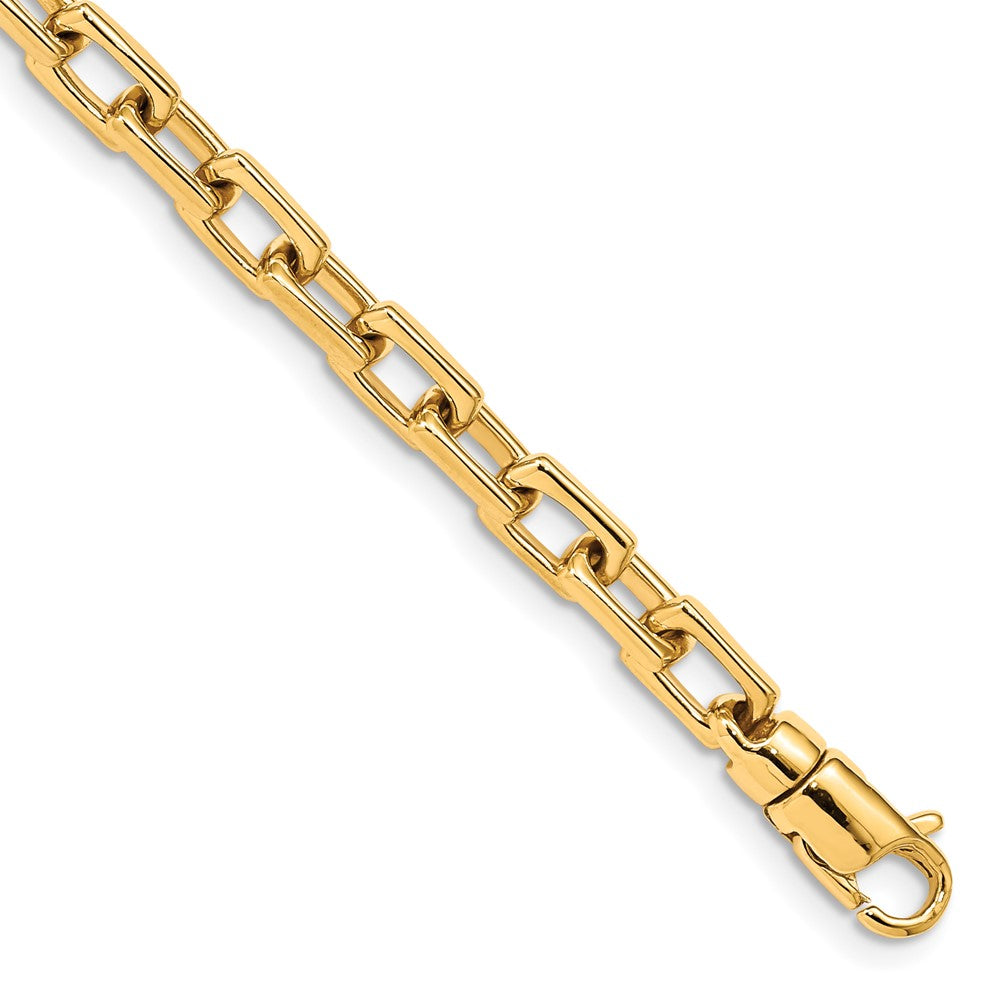 Solid 14K Yellow Gold 7 inch 5mm Hand Polished Fancy Link with Lobster Clasp Bracelet