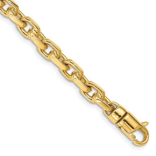 Solid 14K Yellow Gold 9 inch 5.9mm Hand Polished Fancy Link with Lobster Clasp Chain Bracelet