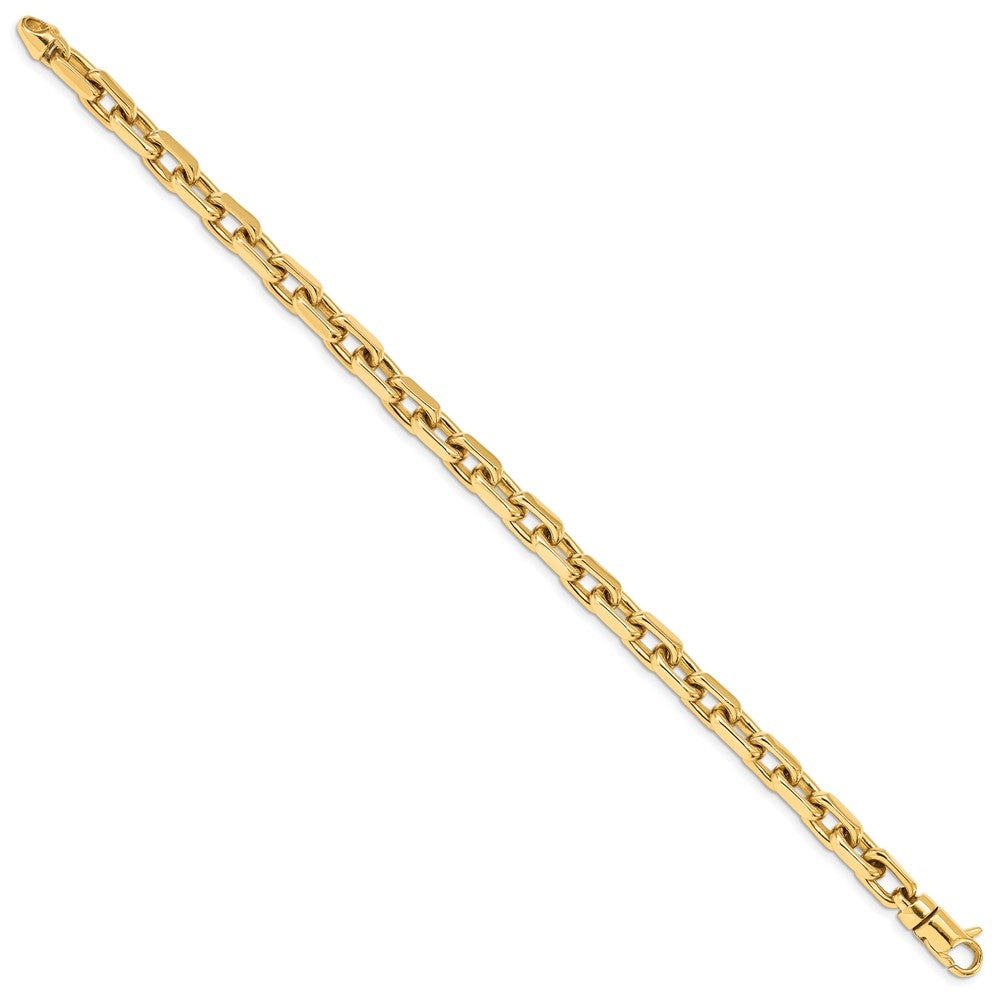 Solid 14K Yellow Gold 8.5 inch 7mm Hand Polished Fancy Link with Lobster Clasp Bracelet