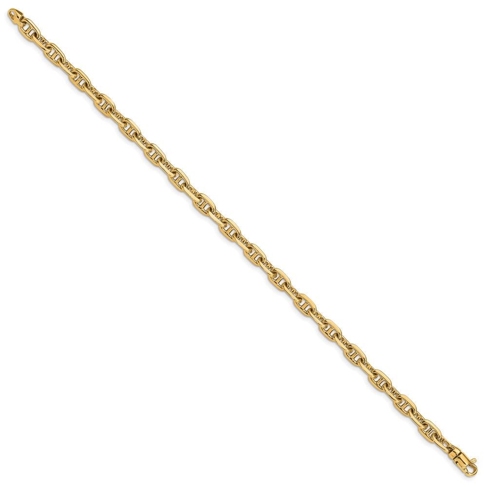 Solid 14K Yellow Gold 7.5 inch 5.1mm Hand Polished Fancy Link with Lobster Clasp Bracelet