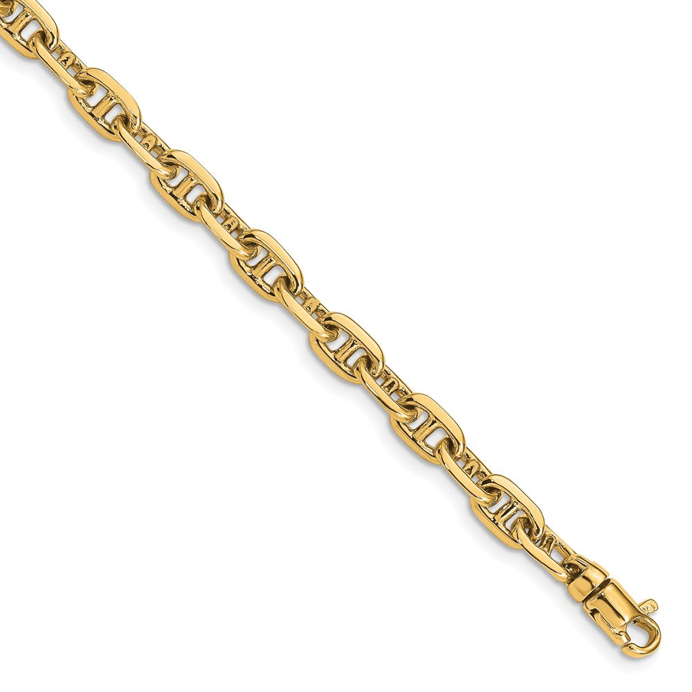 Solid 14K Yellow Gold 22 inch 5.1mm Hand Polished Fancy Link with Lobster Clasp Chain Necklace