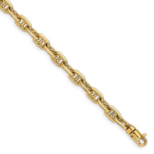 Solid 14K Yellow Gold 22 inch 5.1mm Hand Polished Fancy Link with Lobster Clasp Chain Necklace