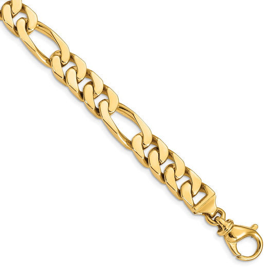 Solid 14K Yellow Gold 9 inch 9.2mm Hand Polished Fancy Link with Fancy Lobster Clasp Bracelet