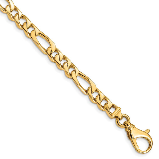 Solid 14K Yellow Gold 9 inch 6.5mm Hand Polished Fancy Link with Fancy Lobster Clasp Bracelet