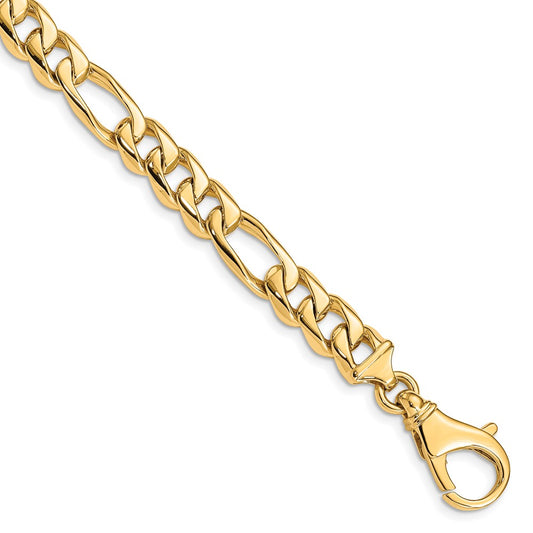 Solid 14K Yellow Gold 24 inch 8.5mm Hand Polished Fancy Link with Fancy Lobster Clasp Chain Necklace