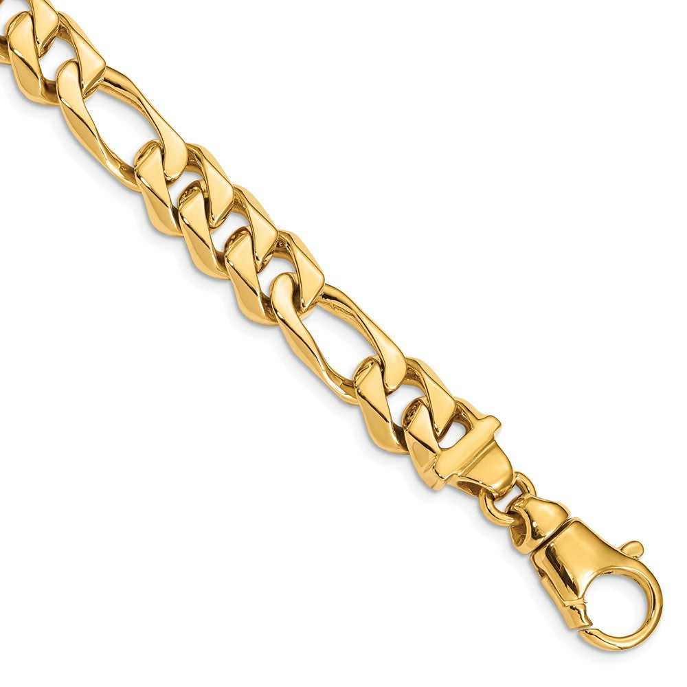 Solid 14K Yellow Gold 8.5 inch 10.9mm Hand Polished Fancy Link with Fancy Lobster Clasp Bracelet