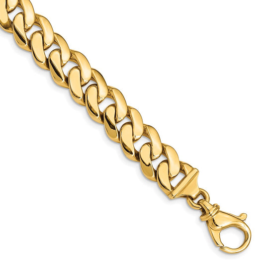 Solid 14K Two-tone Gold 9 inch 10.75mm Hand Polished Fancy Link with Fancy Lobster Clasp Bracelet