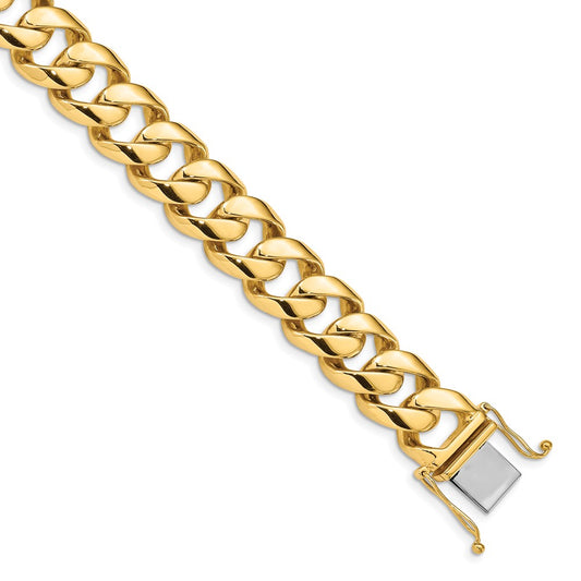 Solid 14K Yellow Gold 9 inch 16.15mm Hand Polished Fancy Link with Box Catch Clasp Bracelet