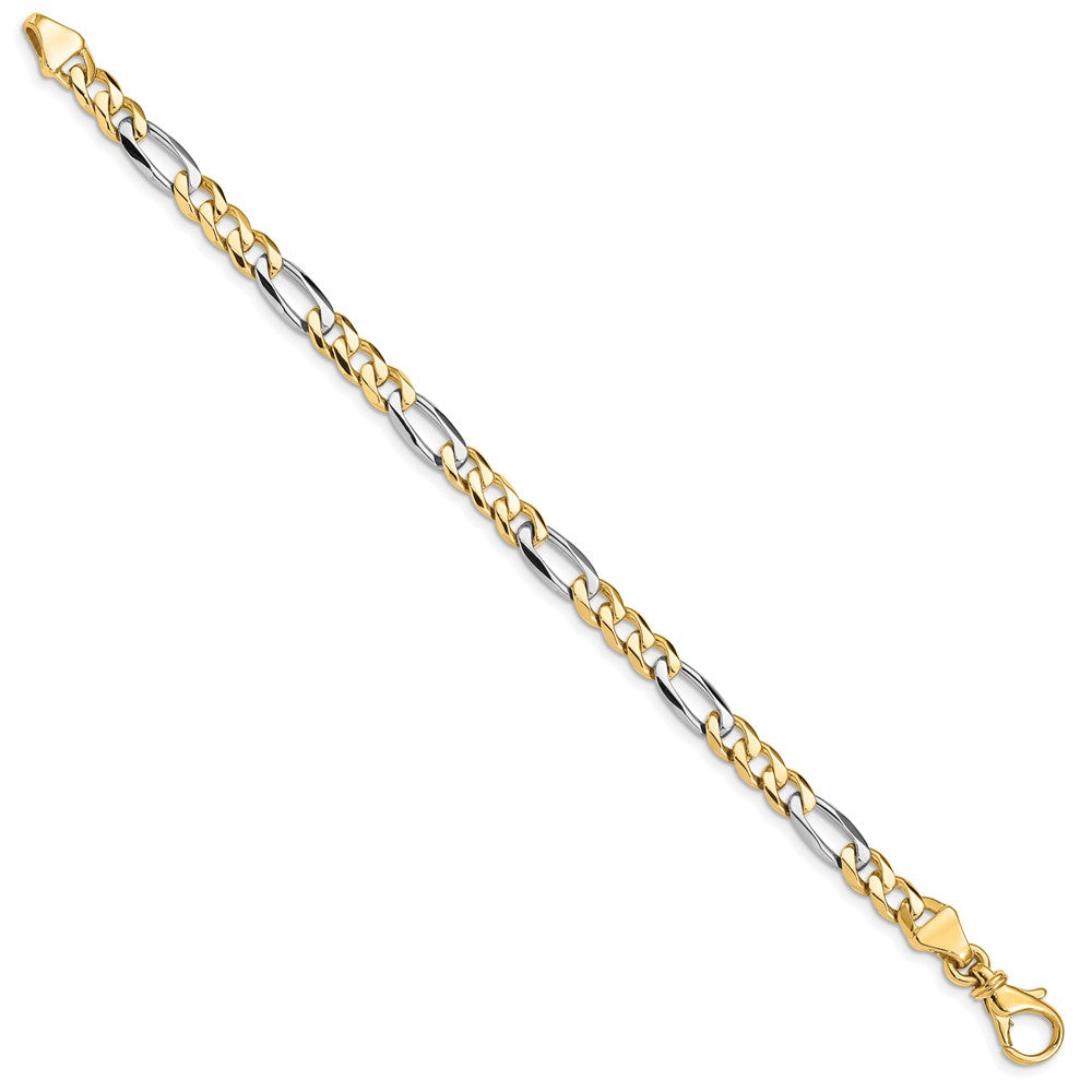 Solid 14K Two-tone Gold 7 inch 5.8mm Hand Polished Fancy Link with Fancy Lobster Clasp Bracelet