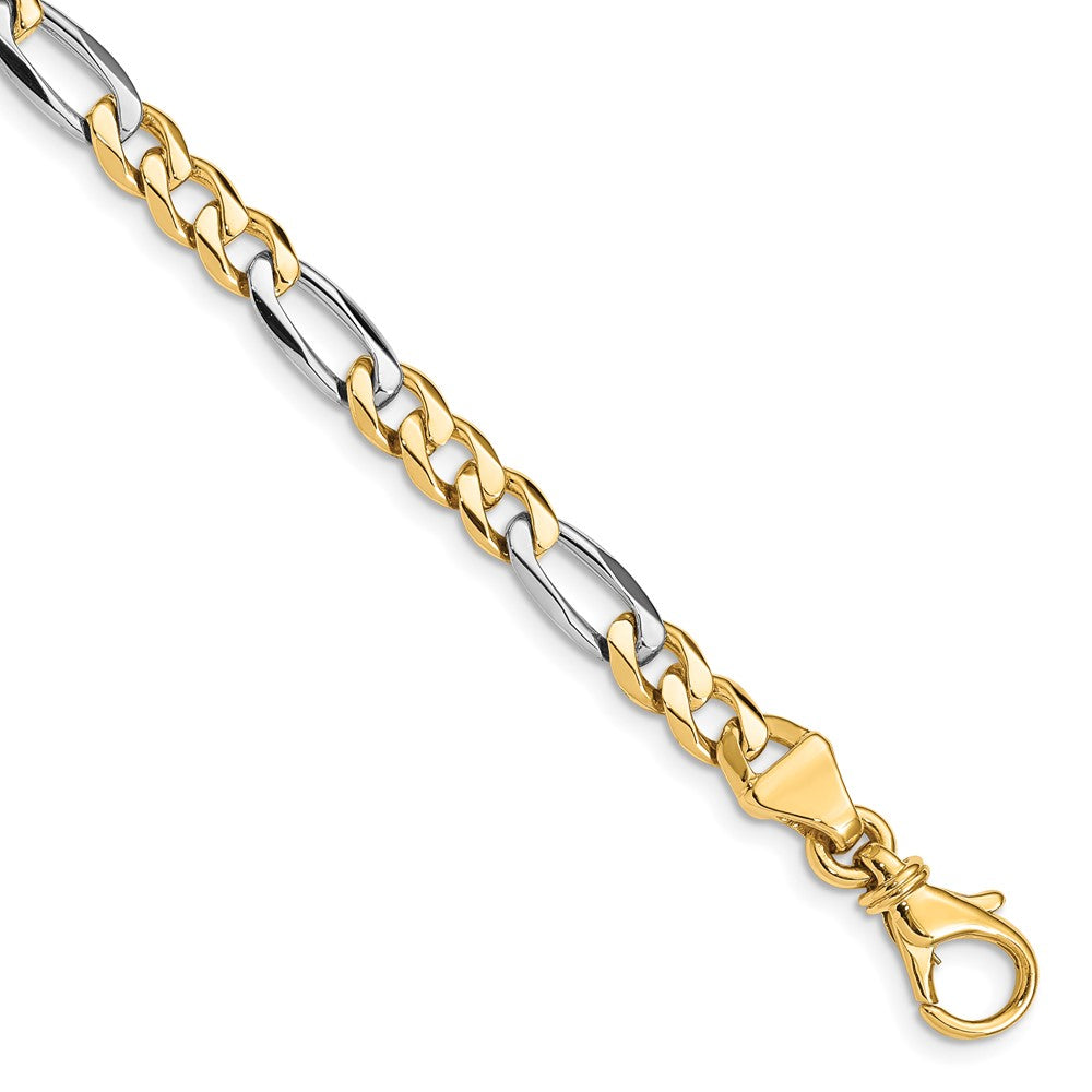 Solid 14K Two-tone Gold 7 inch 5.8mm Hand Polished Fancy Link with Fancy Lobster Clasp Bracelet