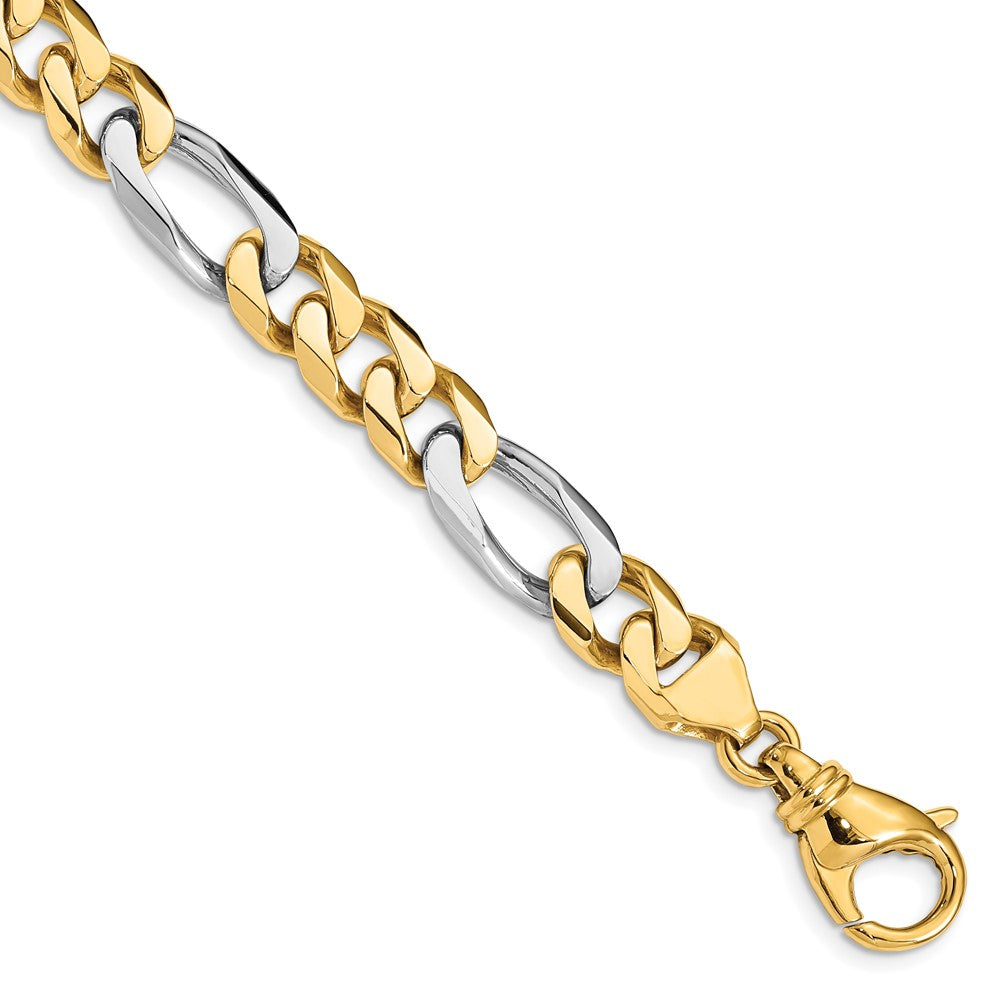 Solid 14K Two-tone Gold 22 inch 8.5mm Hand Polished Fancy Link with Fancy Lobster Clasp Chain Necklace