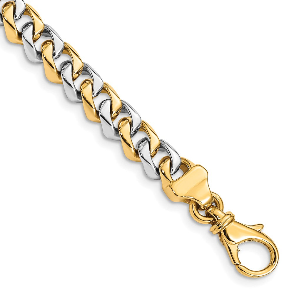 Solid 14K Two-tone Gold 9 inch 6.85mm Hand Polished Fancy Link with Fancy Lobster Clasp Bracelet