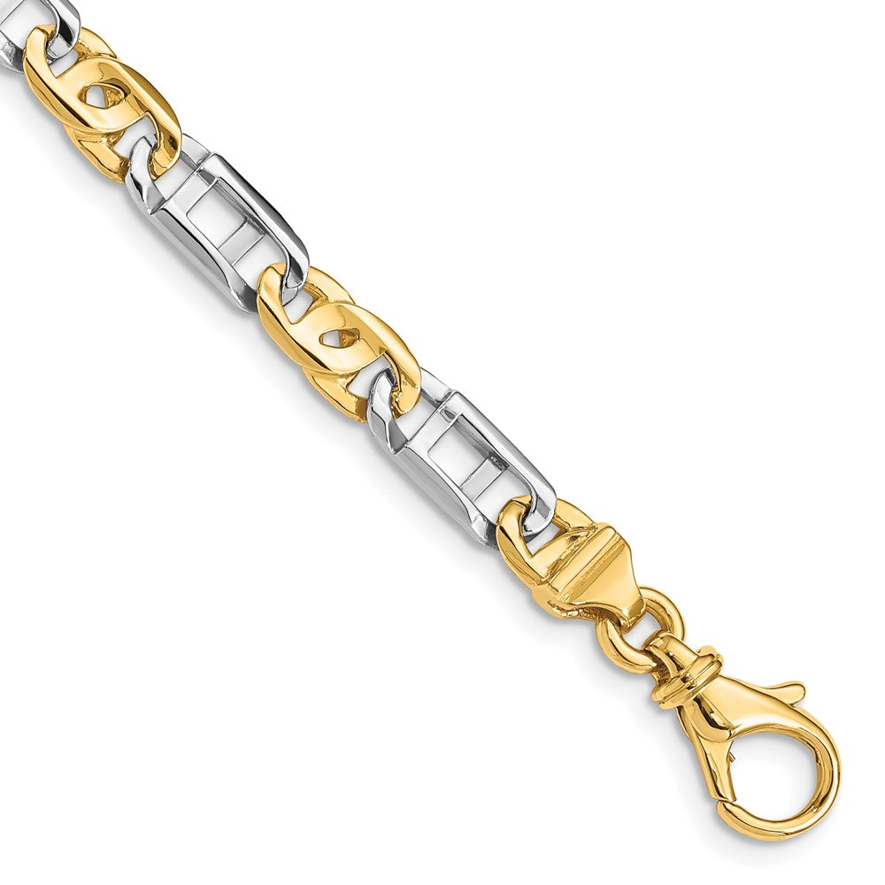 Solid 14K Two-tone Gold 22 inch 5.5mm Hand Polished Fancy Link with Fancy Lobster Clasp Chain Necklace