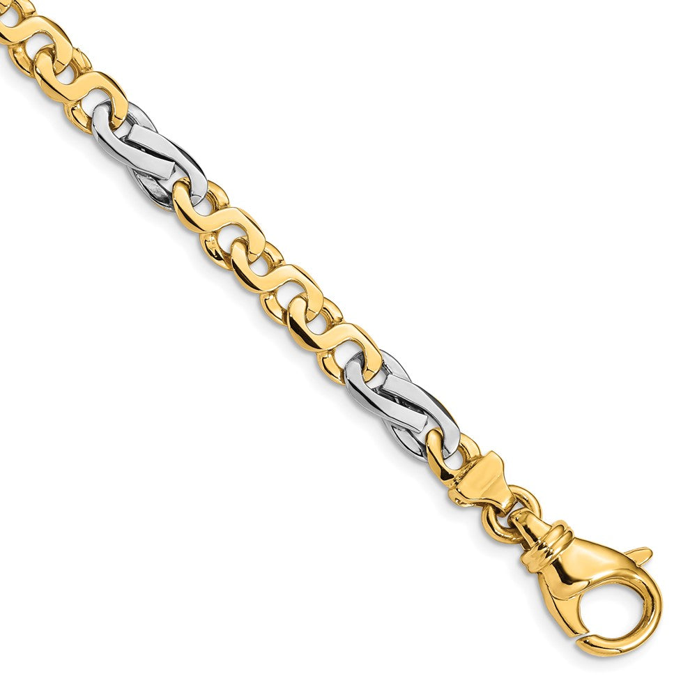 Solid 14K Two-tone Gold 7 inch 5.8mm Hand Polished Fancy Link with Fancy  Lobster Clasp Bracelet