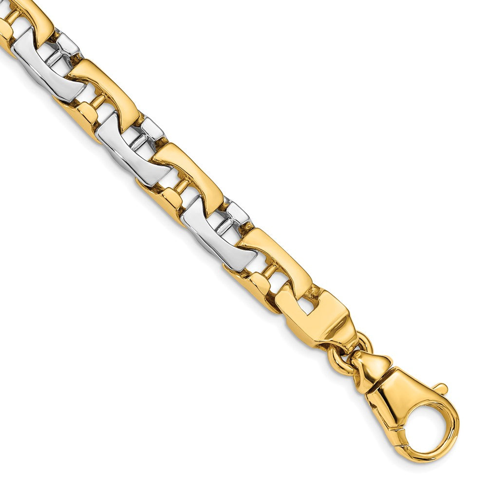 Solid 14K Two-tone Gold 20 inch 8.5mm Hand Polished Fancy Link with Fancy Lobster Clasp Chain Necklace