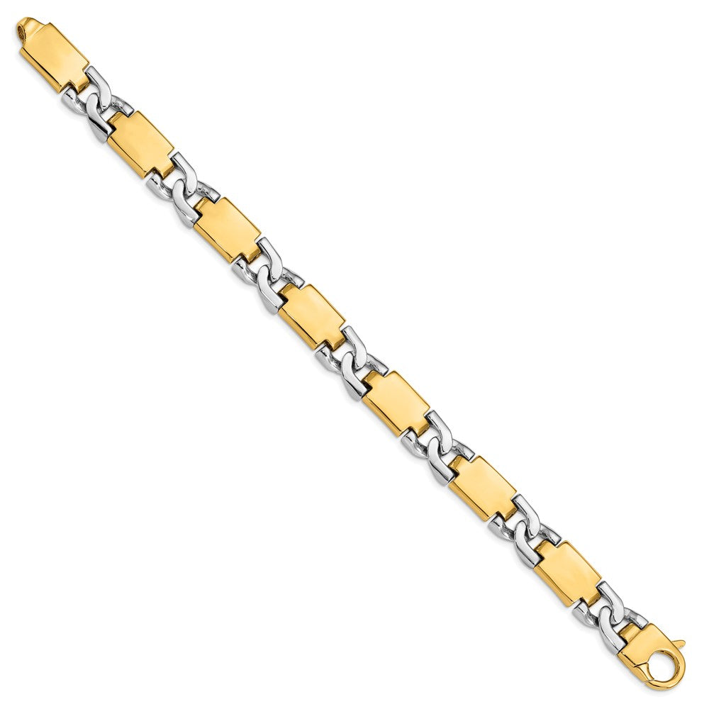 Solid 14K Two-tone Gold 9 inch 10.9mm Hand Polished Fancy Link with Fancy  Lobster Clasp Bracelet