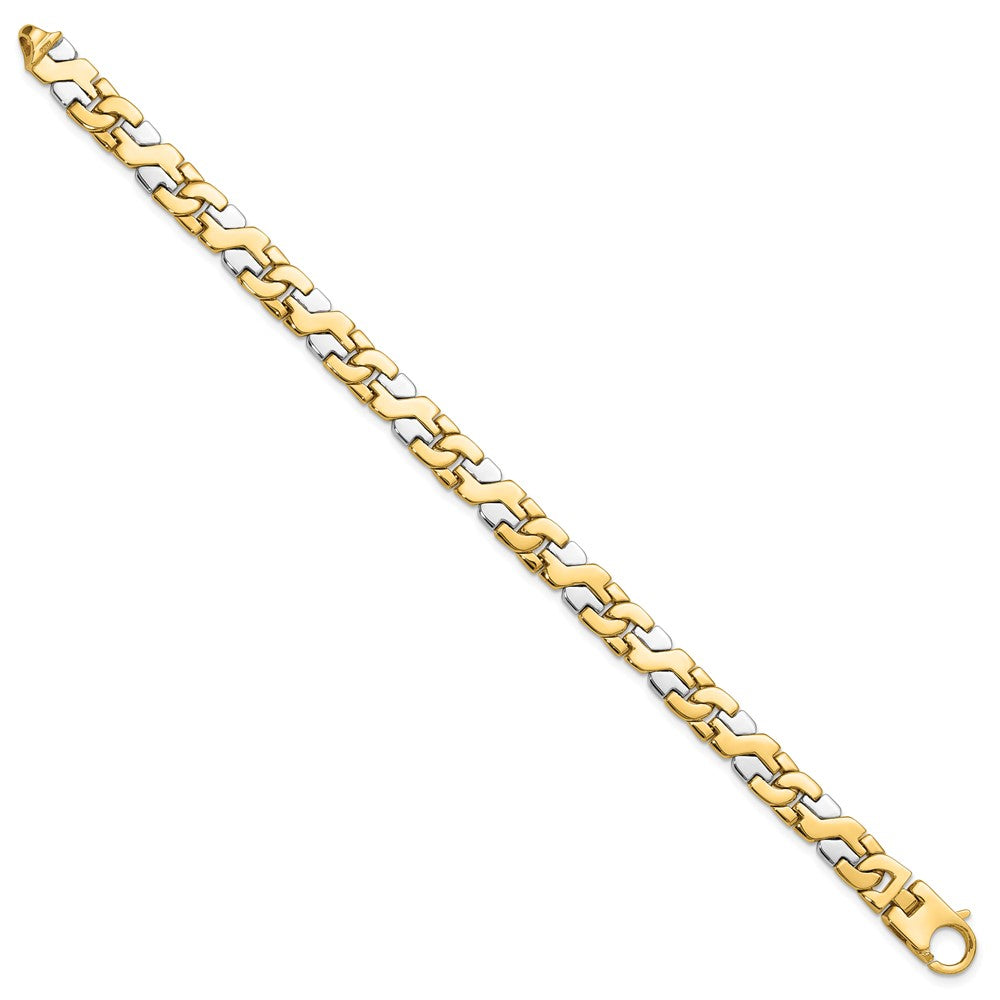 Solid 14K Two-tone Gold 9 inch 8.8mm Hand Polished Fancy Link with Fancy Lobster Clasp Bracelet