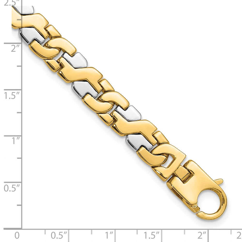 Solid 14K Two-tone Gold 9 inch 8.8mm Hand Polished Fancy Link with Fancy Lobster Clasp Bracelet