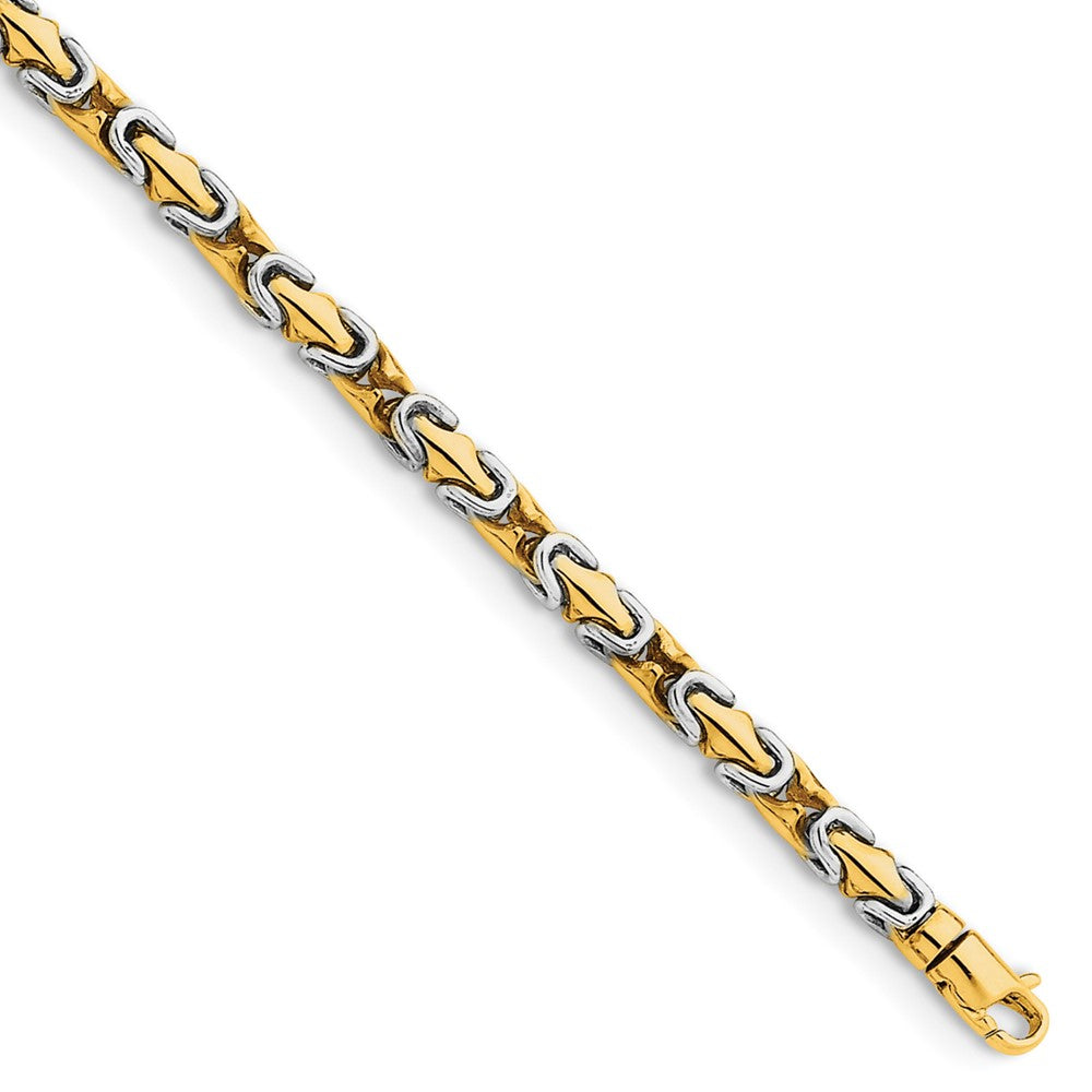 Solid 14K Two-tone Gold 22 inch 4.2mm Hand Polished Fancy Link with Lobster Clasp Chain Necklace