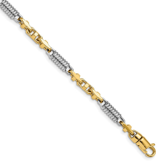 Solid 14K Two-tone Gold 18 inch 4.6mm Hand Polished Fancy Link with Lobster Clasp Chain Necklace