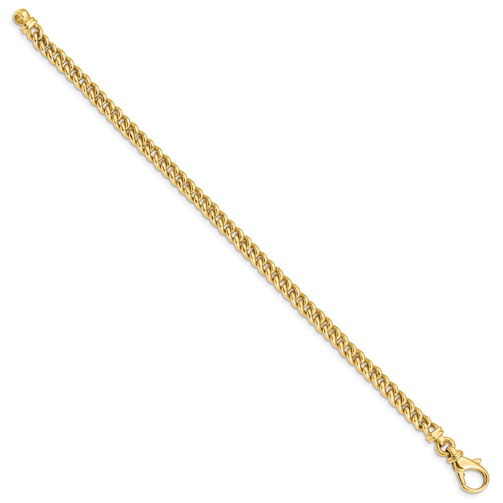 Solid 14K Yellow Gold 7 inch 4.5mm Hand Polished Fancy Link with Fancy Lobster Clasp Bracelet