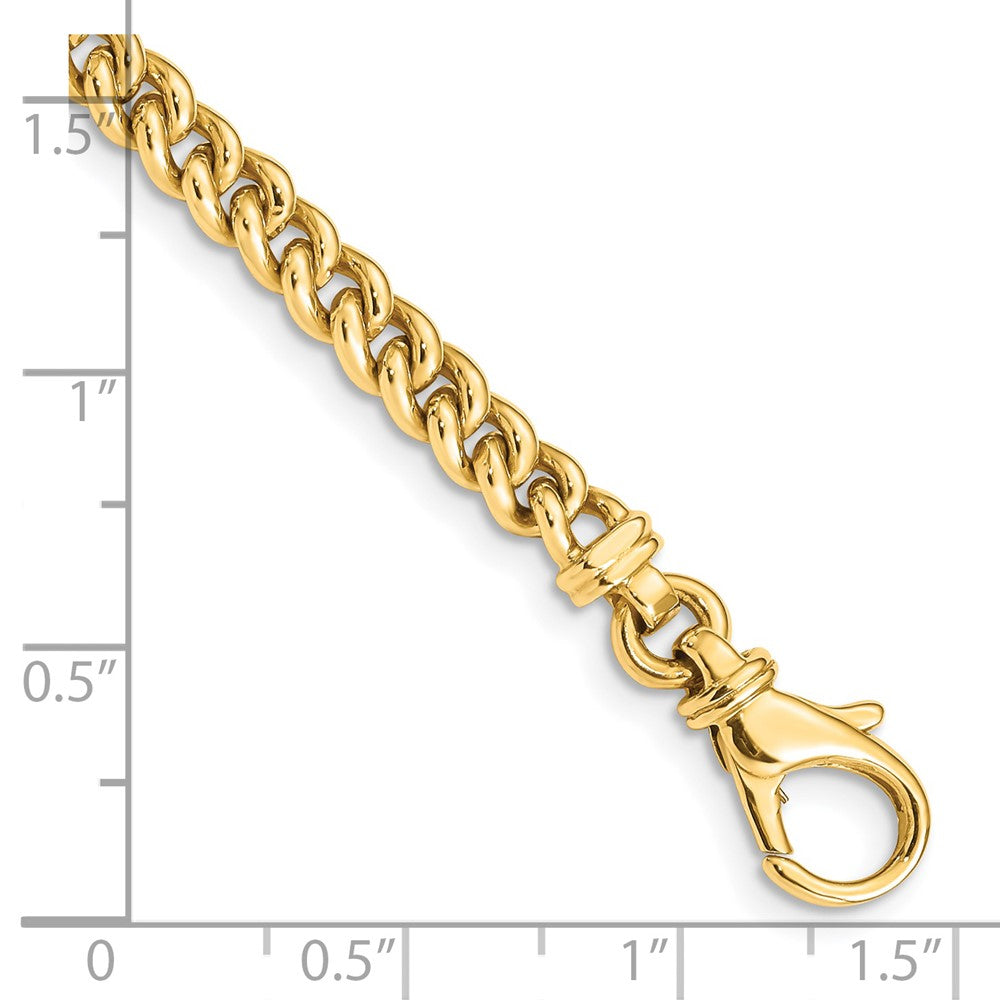 Solid 14K Yellow Gold 22 inch 4.5mm Hand Polished Fancy Link with Fancy Lobster Clasp Chain Necklace