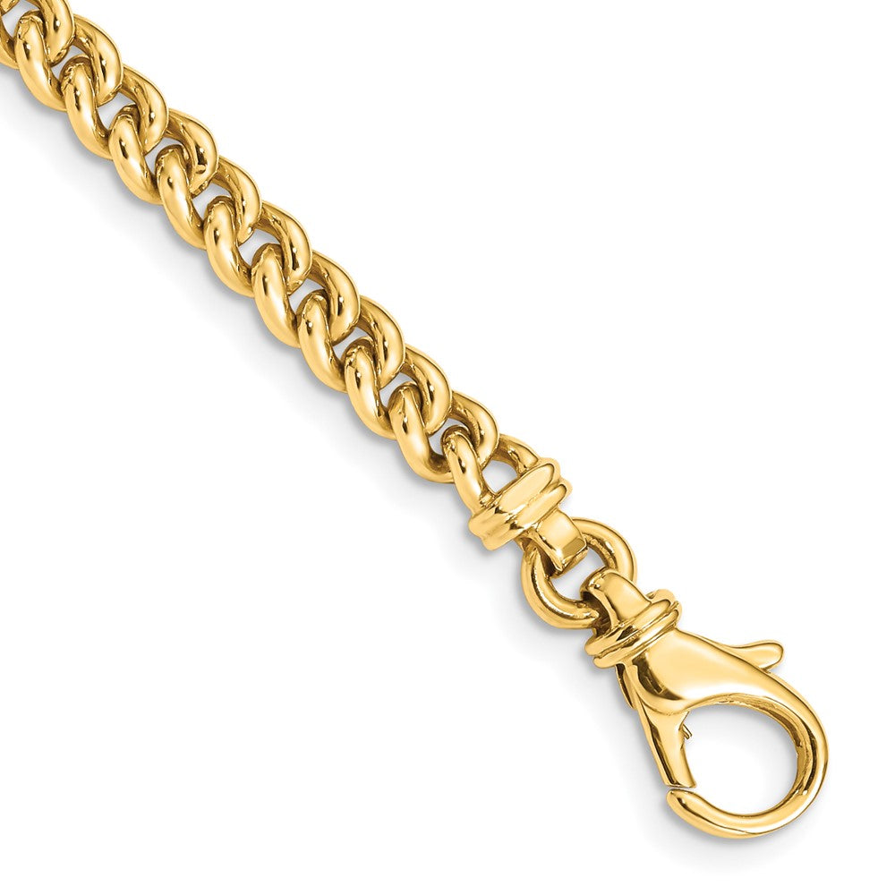 Solid 14K Yellow Gold 22 inch 4.5mm Hand Polished Fancy Link with Fancy Lobster Clasp Chain Necklace