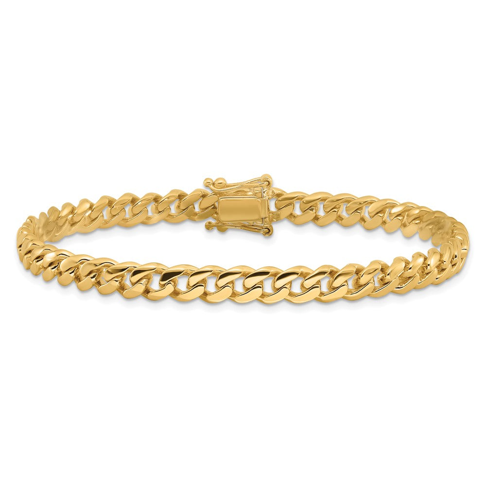 Solid 14K Yellow Gold 8 inch 5.7mm Hand Polished Miami Cuban Link with Box Catch Clasp Bracelet