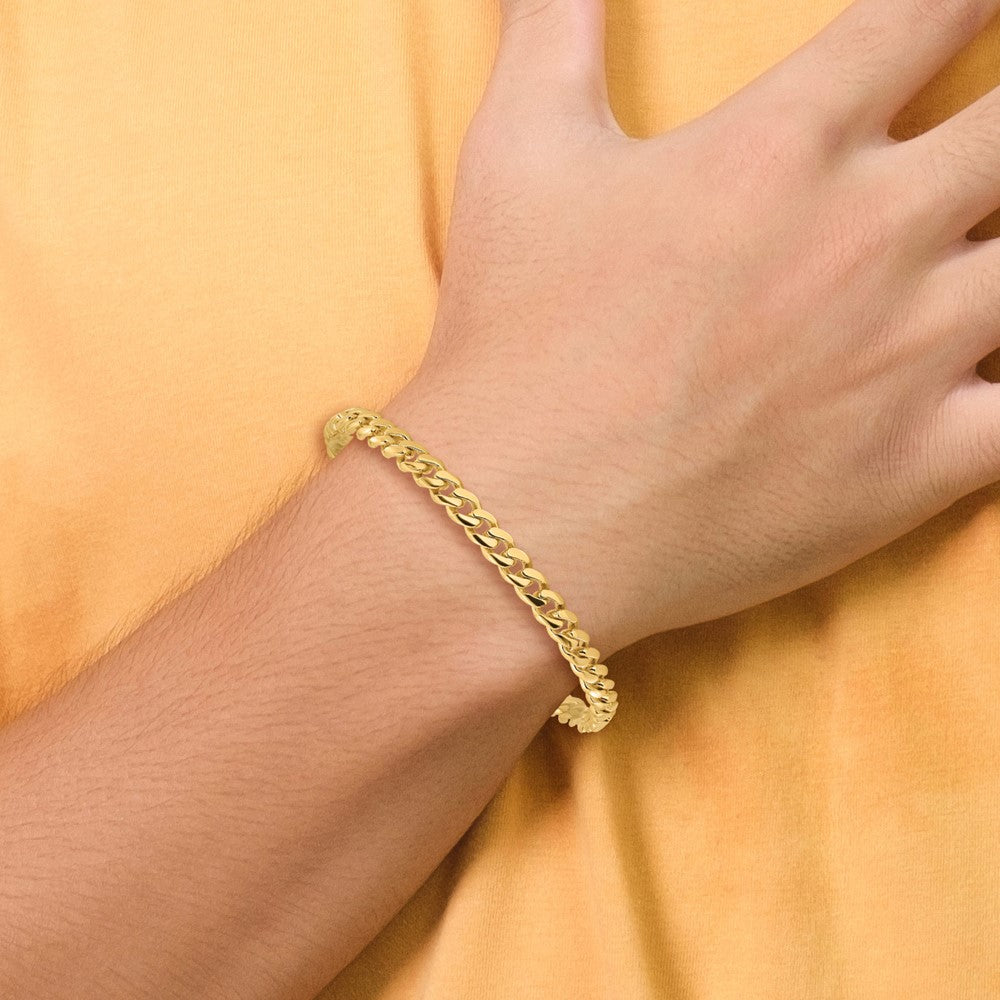 Solid 14K Yellow Gold 8 inch 5.7mm Hand Polished Miami Cuban Link with Box Catch Clasp Bracelet