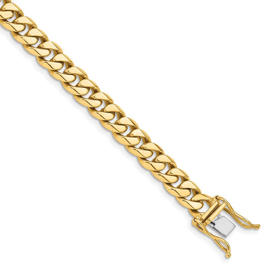 Solid 14K Yellow Gold 8.25 inch 7mm Hand Polished Miami Cuban Link with Box Catch Clasp Bracelet