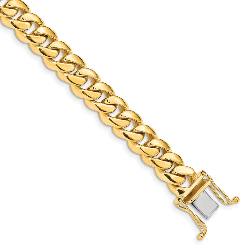 Solid 14K Yellow Gold 9.25 inch 8.7mm Hand Polished Miami Cuban Link with Box Catch Clasp Bracelet