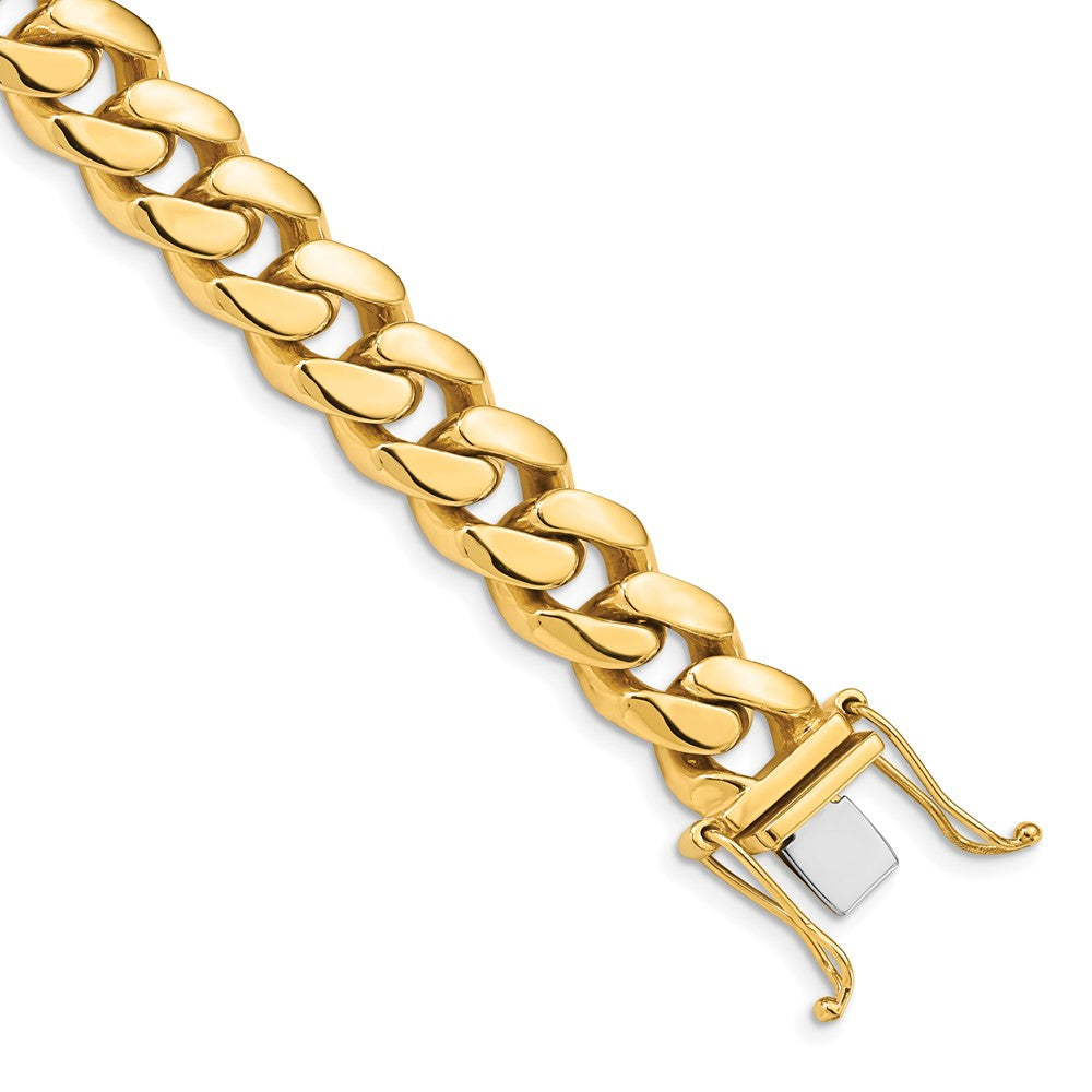 Solid 14K Yellow Gold 22 inch 10.7mm Hand Polished Miami Cuban Link with Box Catch Clasp Chain Necklace