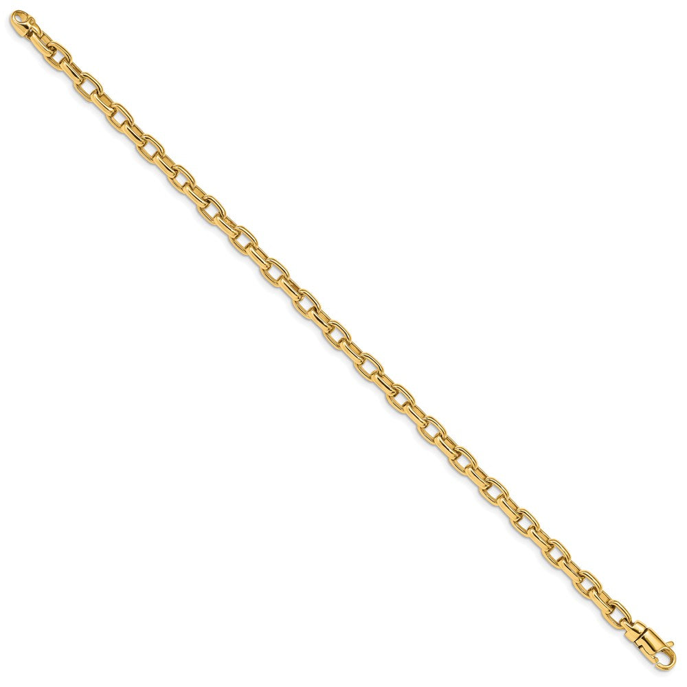 Solid 14K Yellow Gold 8.25 inch 5mm Hand Polished Fancy Link with Lobster Clasp Bracelet